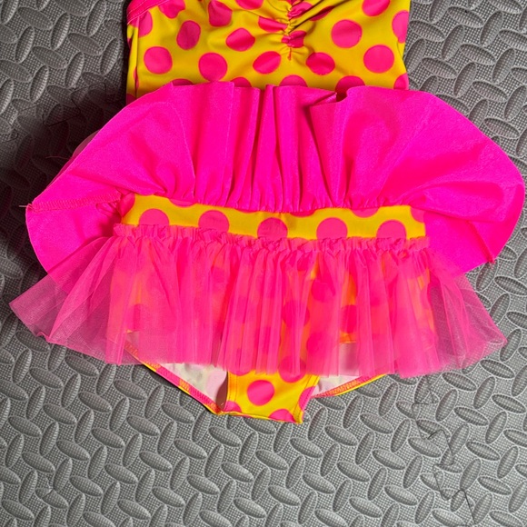 Weissman Bright Pink and Yellow Dance Costume and Headband Size Small - Picture 8 of 11